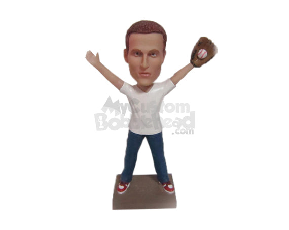 Custom Bobblehead Baseball Aficionado Catching The Ball To Win The Game - Sports & Hobbies Baseball & Softball Personalized Bobblehead & Cake Topper Custom Bobblehead Baseball Aficionado Catching The Ball To Win The Game - Sports & Hobbies Baseball & Softball Personalized Bobblehead & Cake Topper